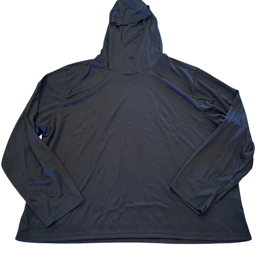 Zerdocean Mens 4X-PLUS Black Active Hoodie Lightweight Mesh Pullover Long Sleeve